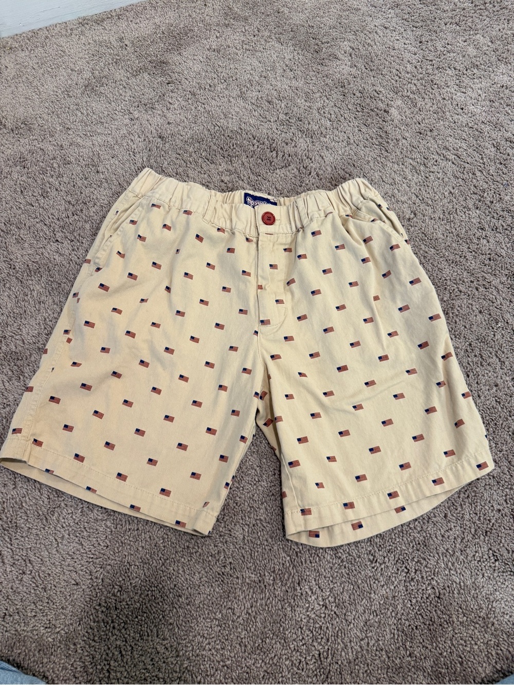 Tipsy Elves Elastic Waist Chino Shorts AMERICAN FLAG PATRIOTIC PRINT Men’s Sz M